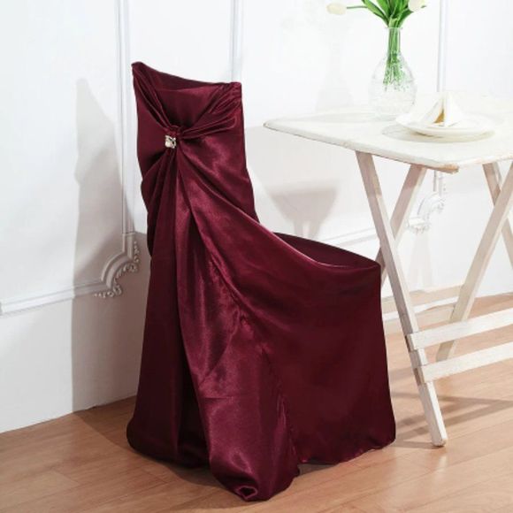 Burgundy Universal Satin 300 Chair Cover - Picture 3 of 3
